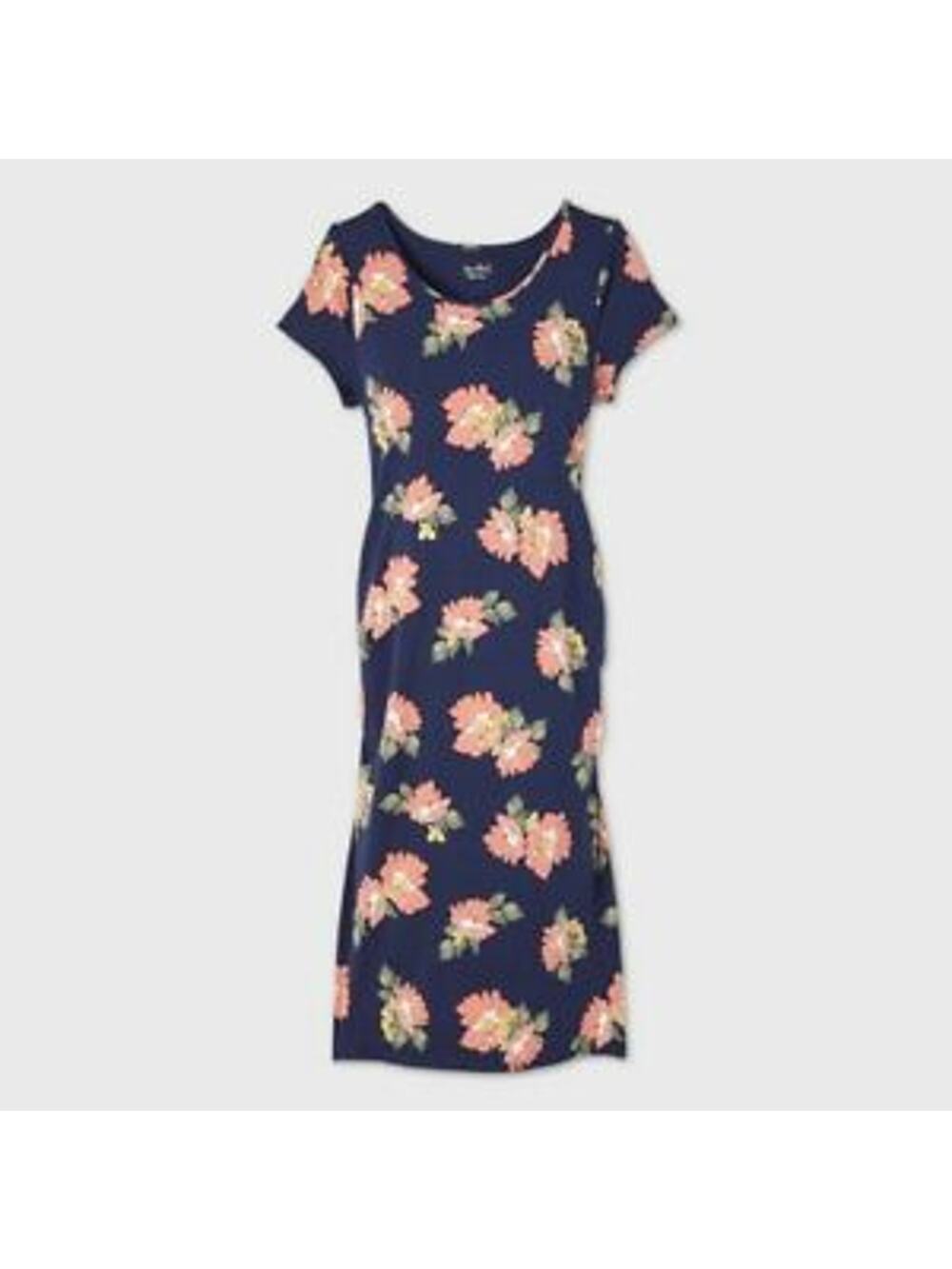 Isabel Maternity Blue Floral Print Short Sleeve T-Shirt Dress - S - NWT